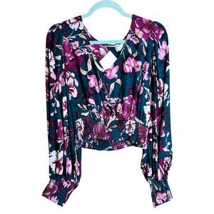 Band Of The Free - B.O.G Collective Green Floral Crop Top L NWT